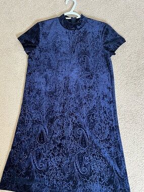 Navy Velvet Paisley dress